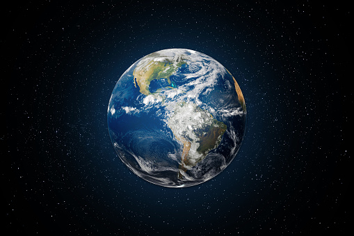 Vista del globo terráqueo del planeta Tierra desde el espacio. photo