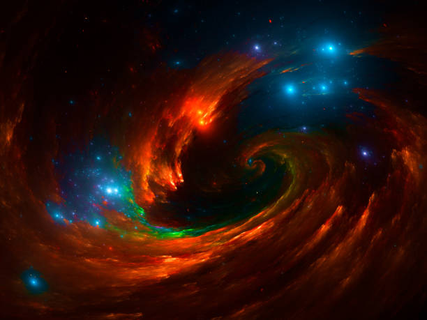 istock Abstract space background in blue and orange colors - 3d illustration 1371477785