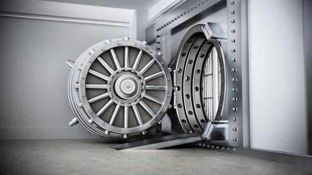 istock Open bank vault inside secure bank room 1371479360