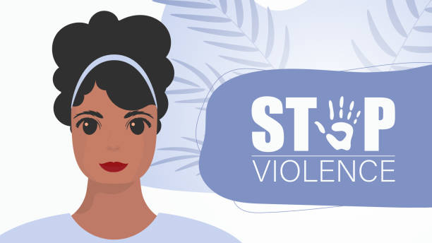 ilustrações de stock, clip art, desenhos animados e ícones de stop violence against women. girl holds a banner in her hands. international day for the elimination of violence against women. vector illustration. - domestic violence