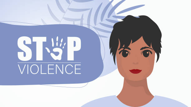 zatrzymaj przemoc. dziewczyna trzyma w rękach sztandar. międzynarodowy dzień eliminacji przemocy wobec kobiet. ilustracja wektorowa. - fist fighting domestic violence violence stock illustrations