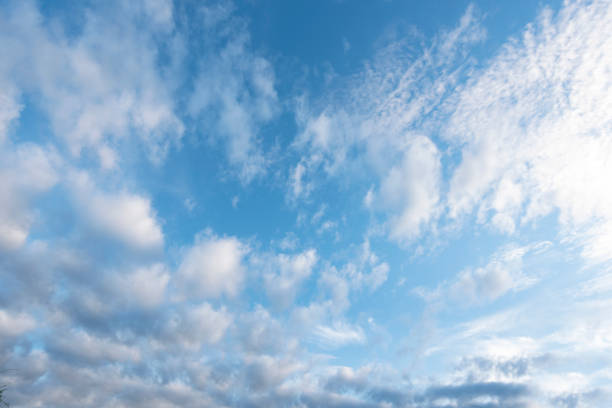 istock Tropical summer blue sky fluffy white cloud summertime on light sunny day cloudscape. Clear bright blue skyline spring sunlight climate background. Heaven blue environment ecology high scenic nature. 1371486907