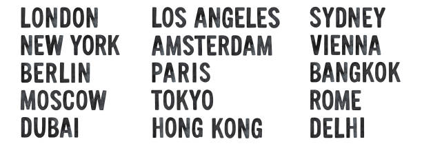 istock Watercolour illustration collection of various world famous cities lettering. 1371489442