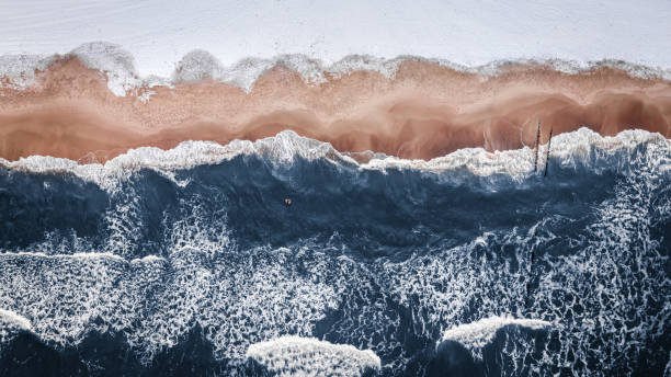 winter swim in baltic sea, poland. extreme sport in winter - cold frozen sea landscape imagens e fotografias de stock