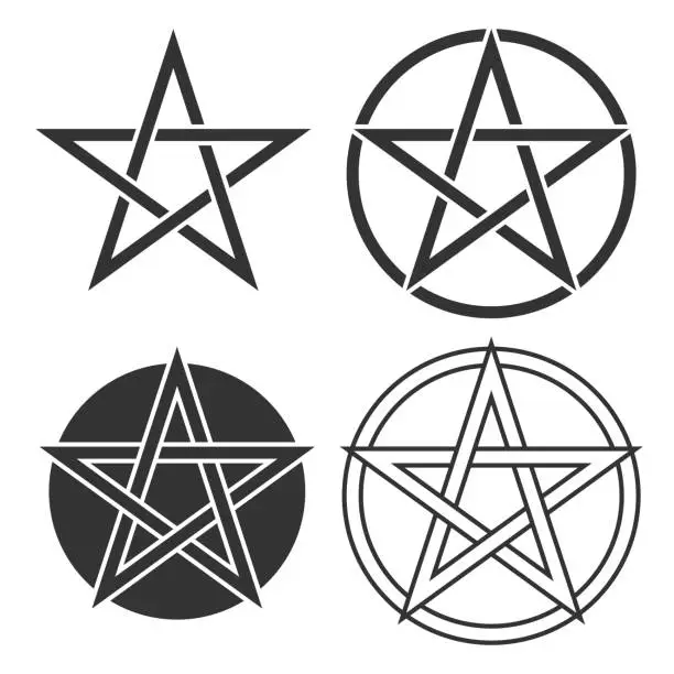 Vector illustration of Pentagram symbol set