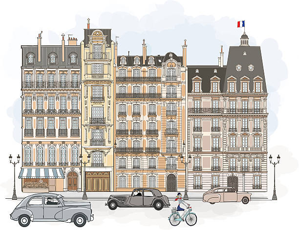 Paris - Facades Vector illustration of facades in Paris paris france illustrations stock illustrations