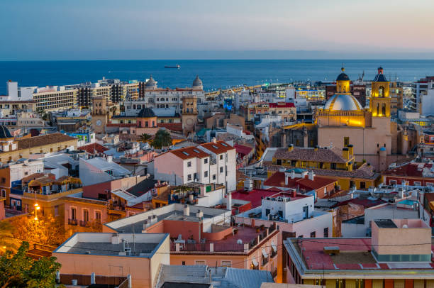 istock Alicante city view at dusk, Spain 1371506849