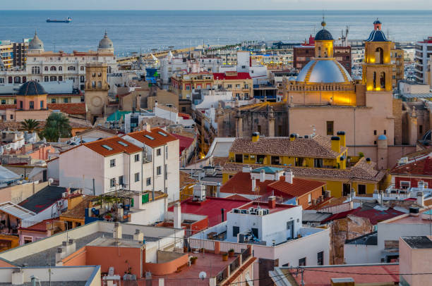istock Alicante city view at dusk, Spain 1371506856