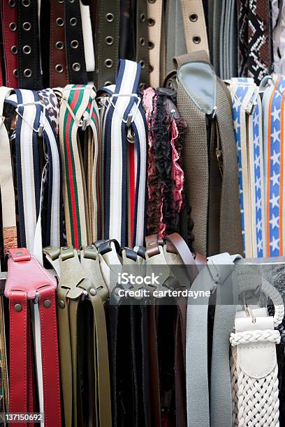 Belts And Accessories At Outdoor Flea Market Street Stall Stock Photo - Download Image Now