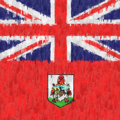 Bermuda oil painting. Bermuda emblem drawing canvas. A painted picture of a country's flag.