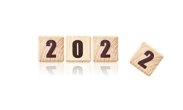 istock Outgoing 2022 from cubes isolated on white background. 1371509129