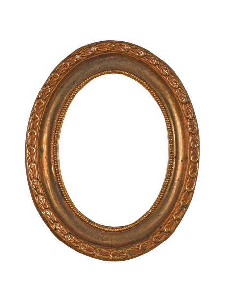 istock Vintage retro oval metal frame for photo or mirror 1371509462