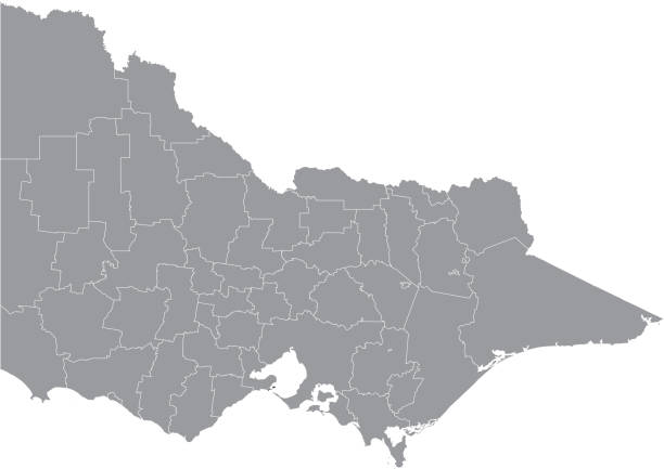 Locator map of the BOROUGH OF QUEENSCLIFFE, VICTORIA Black flat blank highlighted location map of the BOROUGH OF QUEENSCLIFFE AREA inside gray administrative map of areas of the Australian state of Victoria, Australia victoria australia stock illustrations