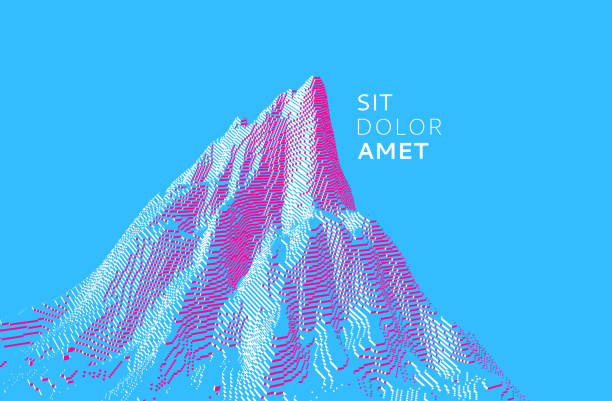 istock Mountain peak. Futuristic technology backdrop in a voxel art style. Cyberspace concept. 3D vector illustration for brochure, magazine, poster, presentation, flyer or banner. 1371510830