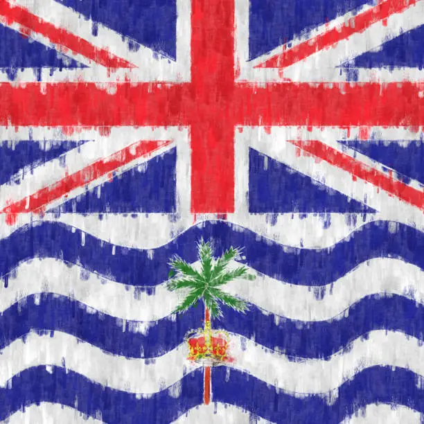 British Indian Ocean oil painting. British Indian Ocean emblem drawing canvas. A painted picture of a country's flag.