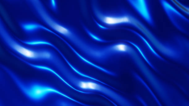 istock Blue chrome metal texture with waves, liquid metallic 1371518442