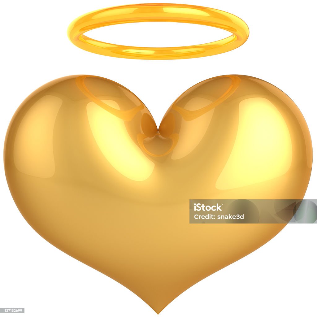 Oro Símbolo en forma de corazón con aura halo. Angel saint Love icono - Foto de stock de Aureola - Símbolo libre de derechos