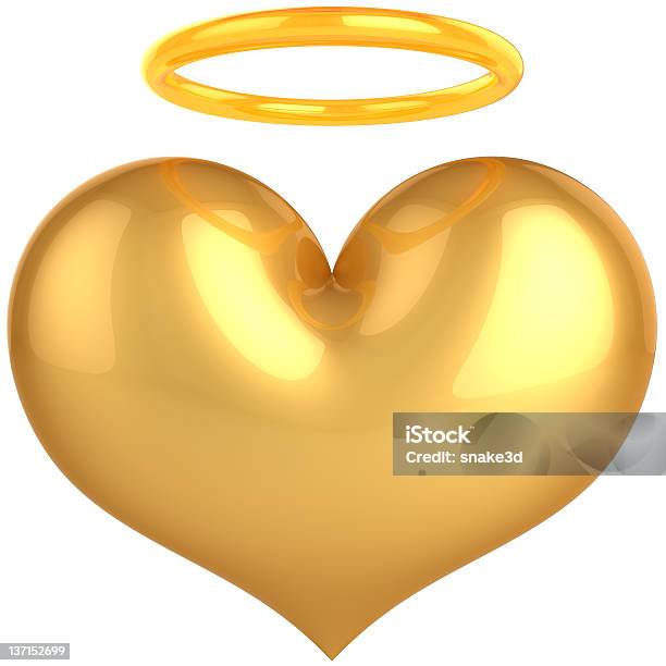 Foto de Coração De Ouro Em Forma Com Aura Halo Angel Saint Amor Ícone e mais fotos de stock de Auréola - Símbolo