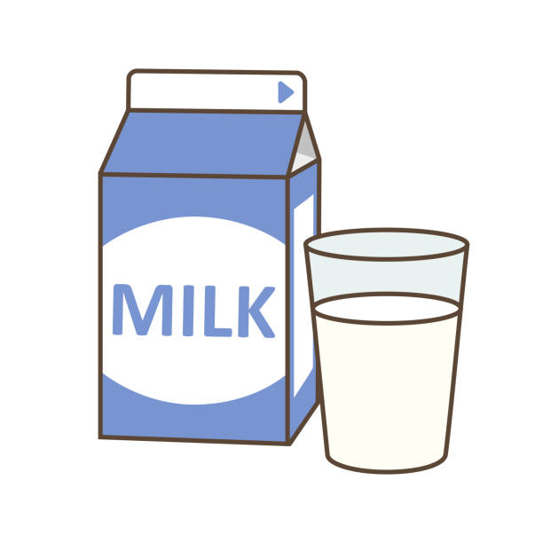 mleko, opakowanie papierowe, szkło, karton na mleko - surowe mleko stock illustrations