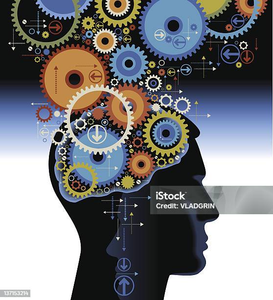 Human Head With Gears Stock Illustration - Download Image Now - Gear - Mechanism, Inside Of, Human Head