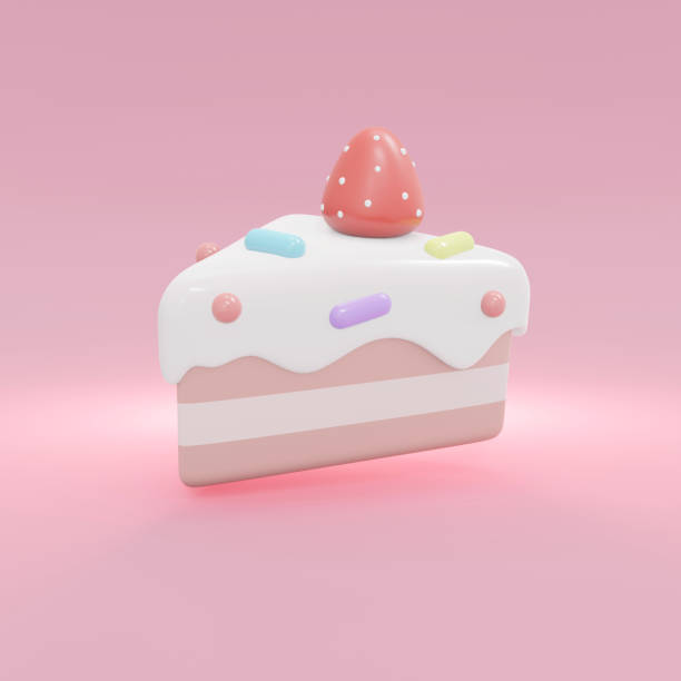 istock 3D Rendering of strawberry cake  in pastel theme on pink background. 3D Render illustration. Square frame. 1371532526