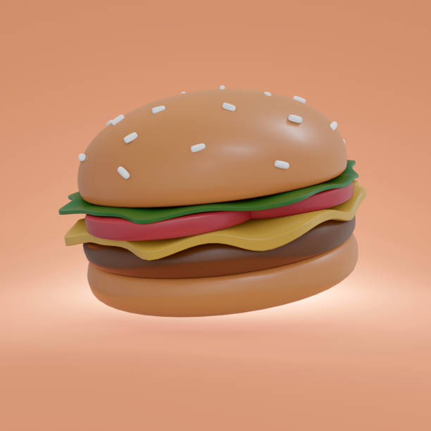 istock 3D Rendering of burger on background. 3D Render illustration. Square frame. 1371532539