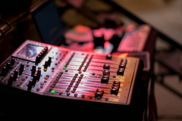 istock sound check for concert, mixer control, music engineer, backstage 1371534619