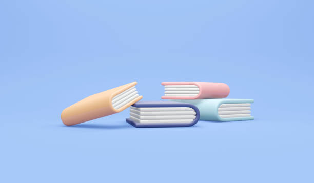 istock 3D Rendering of hard cover book  on blue background concept of study education. 3D render illustration cartoon style. 1371536664