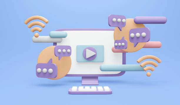 istock 3D Rendering of computer WiFi icon and speech bubble message  on background concept message communication online. 3D render illustration cartoon style. 1371537908