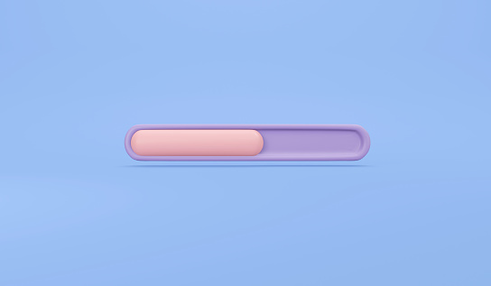 3D Rendering of loading bar icon on background. 3D render illustration cartoon style.