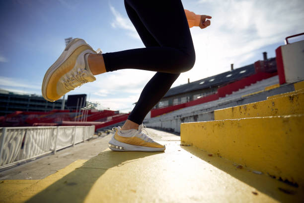 istock Sporty female working out alone outside 1371538106