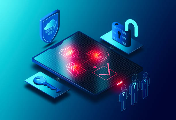 Multi-Factor Authentication Concept - MFA - Cybersecurity Solutions - 3D Illustration Multi-Factor Authentication Concept - MFA -  Screen with Authentication Factors Surrounded by Digital Access and Identity Elements - Cybersecurity Solutions - 3D Illustration trust stock illustrations