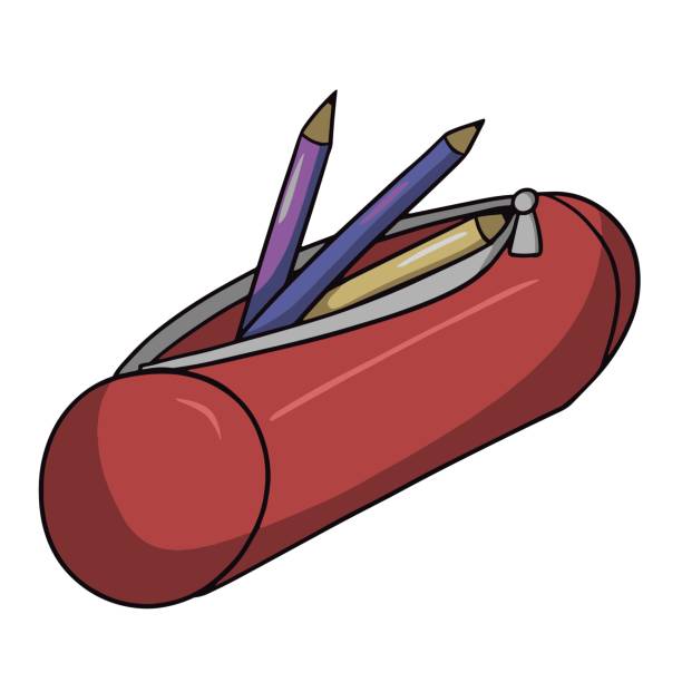 Vector Illustration Red Pencil Case For Written School Subjects Colored  Pens And Pencils In A Pencil Case Stock Illustration - Download Image Now -  iStock