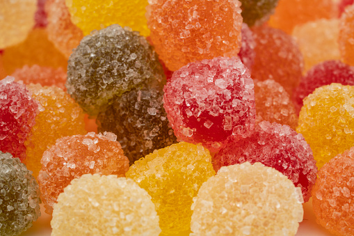 Macro shot of Colorful jelly sugar candies.