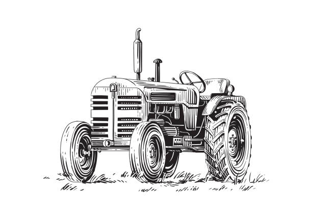 tractor hand drawing sketch engraving illustration style tractor hand drawing sketch engraving illustration style vecotr tractor illustrations stock illustrations