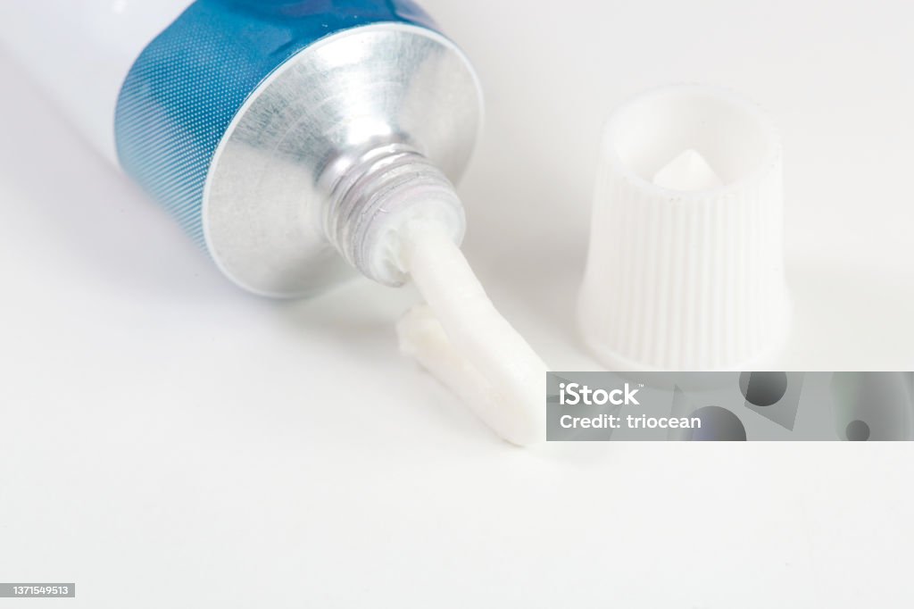 Close up image of ointment tube with squezzed product Antibiotic Stock Photo