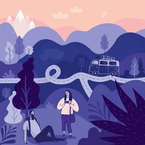 Vector illustration of Couple Traveling