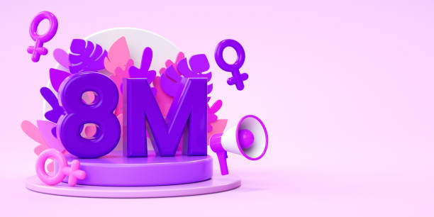 istock March 8 Women's Day platform with megaphone and floral ornaments for background design in 3D illustration. International feminism, independence, sisterhood, empowerment and activism for women rights 1371551914