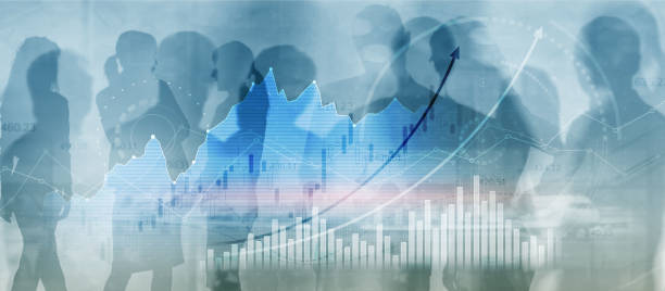 istock Virtual screen with stock market changes. Business Finance graph chart 1371553515