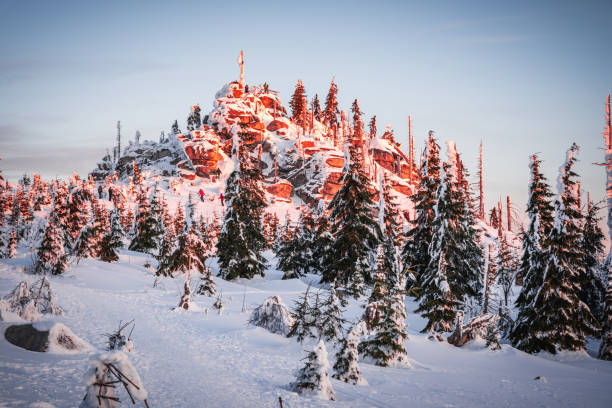 Dreisesselberg in winter with snow on the border of Germany and the Czech Republic, Bavarian Forest - Sumava National Park, Germany - Czech Republic. High quality photo Dreisesselberg in winter with snow on the border of Germany and the Czech Republic, Bavarian Forest - Sumava National Park, Germany - Czech Republic. High quality photo bavarian forest stock pictures, royalty-free photos & images