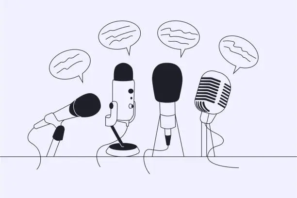 Vector illustration of Podcast Concept, Cartoon Style Vector Illustration