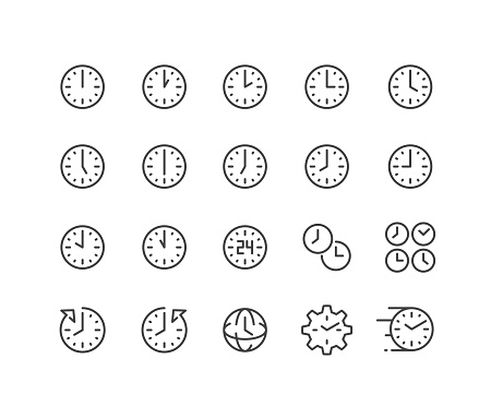Editable Stroke - 24hrs Time - Line Icons