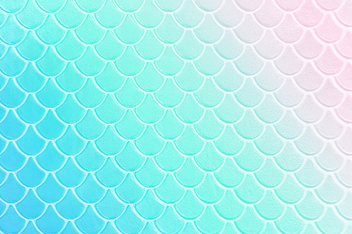 Mermaid Background Fish Scale Blue Light Teal Pink Gradient Sea Wave Colorful Pattern Pastel Turquoise Mint Purple Scallop Morning Texture Abstract Dragon Reptile Dinosaur Snake Skin Pearl Turquoise Shiny  Cute Ombre Full Frame Toned Macro Photography for presentation, flyer, card, poster, brochure, banner
