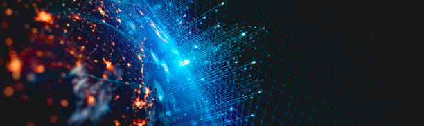 istock Communication technology for internet business. Global world network and telecommunication on earth cryptocurrency and blockchain and IoT 1371563616