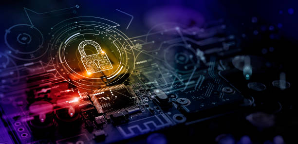 Cyber security.Digital padlock icon,Cyber security technology network and data protection technology on virtual dashboard.Online internet authorized access against cyber attack and privacy business data concept. stock photo