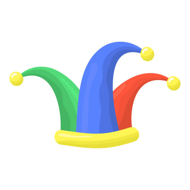 istock Tricolor jester's cap with bells. Clipart in cartoon style for decorative projects 1371564997