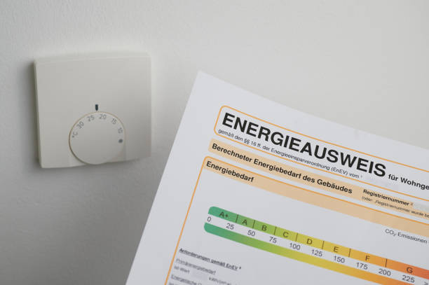 German energy certificate for residential buildings beside to a heating controller