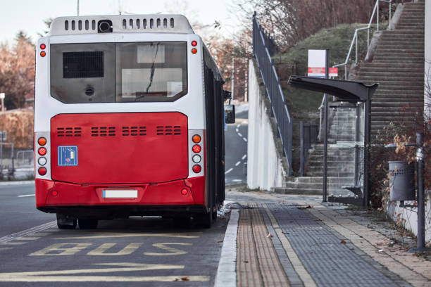 istock Public transportation bus in urban surroundings. 1371571093