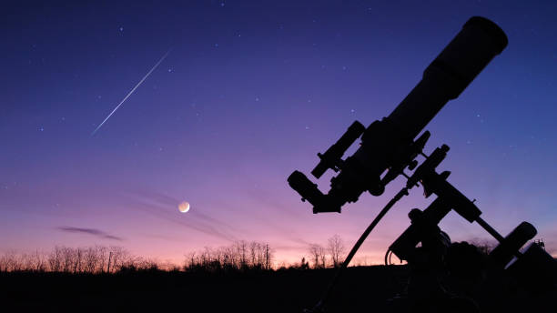 istock Silhouette of a telescope for observing space and astronomy objects. 1371571729