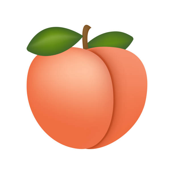 Peach Fruit Emoji Vector Illustration Peach Fruit Emoji Vector Design. Art Illustration Agriculture Food Farm Product. Peach isolated on white background. peach stock illustrations